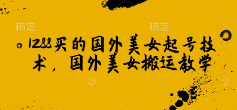 1288买的国外美女起号技术，国外美女搬运教学-轻创联盟