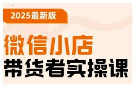 2025最新版微信小店带货者实操课，基础操作到高级运营技巧，快速上手-轻创联盟