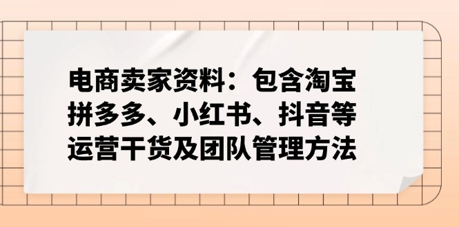 电商卖家资料：包含淘宝、拼多多、小红书、抖音等运营干货及团队管理方法-轻创联盟