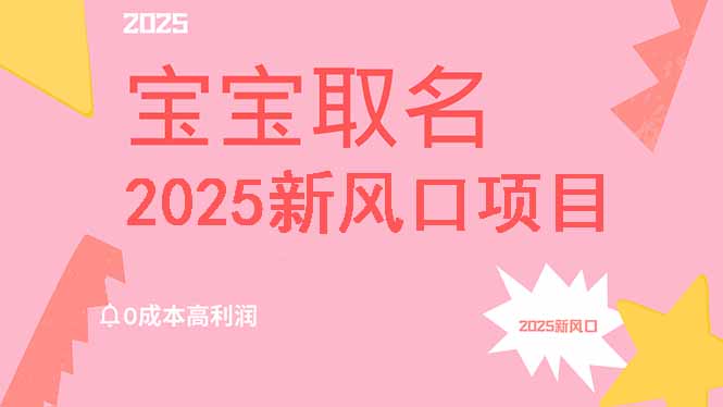 2025新风口项目宝宝取名，0成本高利润，附保姆级教程，月入过万不是梦-轻创联盟