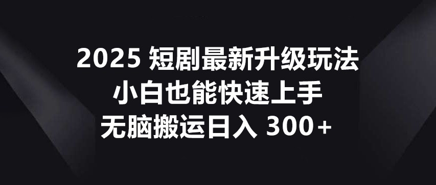 2025短剧最新升级玩法，小白也能快速上手，无脑搬运日入300+-轻创联盟