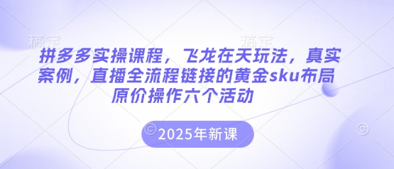 拼多多实操课程，飞龙在天玩法，真实案例，直播全流程链接的黄金sku布局原价操作六个活动-轻创联盟