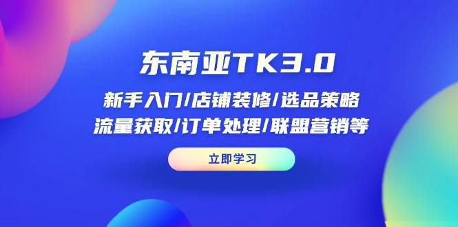 东南亚TK3.0：新手入门/店铺装修/选品策略/流量获取/订单处理/联盟营销等-轻创联盟