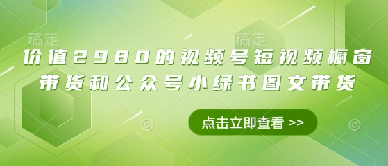 价值2980的视频号短视频橱窗带货和公众号小绿书图文带货-轻创联盟