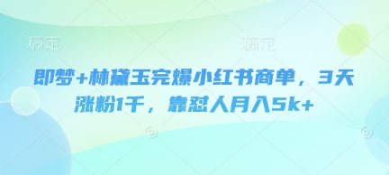 即梦+林黛玉完爆小红书商单，3天涨粉1千，靠怼人月入5k+-轻创联盟