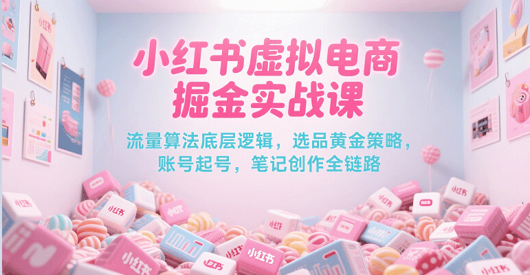 小红书虚拟电商掘金实战课，流量算法底层逻辑，选品黄金策略， 起号，笔记创作全链路-轻创联盟