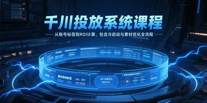 千川投放系统课程，从账号标签到ROI计算，包含冷启动与素材优化全流程-轻创联盟