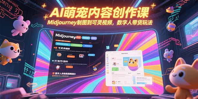 AI萌宠内容创作课，Midjourney制图到可灵视频，数字人带货玩法-轻创联盟