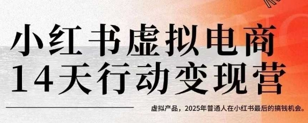 小红书虚拟电商14天变现训练营，虚拟产品，2025年普通人在小红书最后的搞钱机会-轻创联盟
