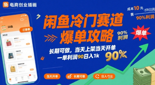闲鱼冷门赛道爆单攻略，长期可做，当天上架当天开单，一单利润90% 利润，日入1k-轻创联盟