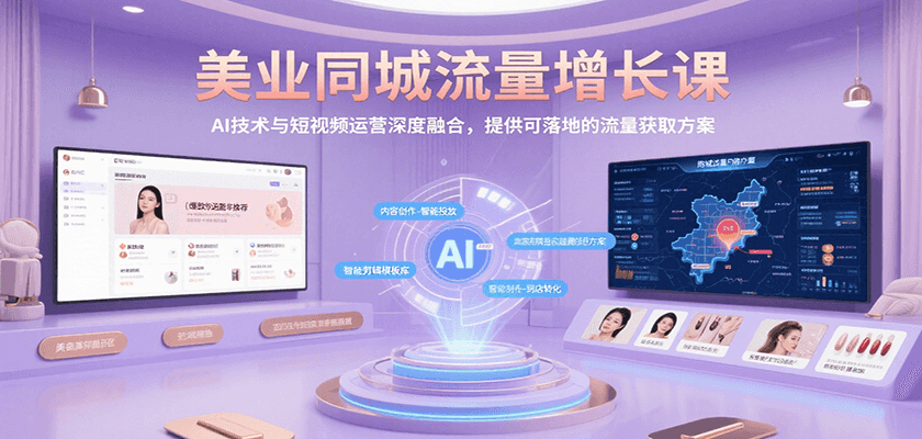 美业同城流量增长课，AI技术与短视频运营深度融合，提供可落地的流量获取方案-轻创联盟