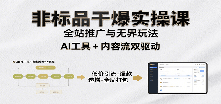 非标品干爆实操课：含多案例及操盘方法，从选品到推广、成交，助力打造爆款实现盈利-轻创联盟