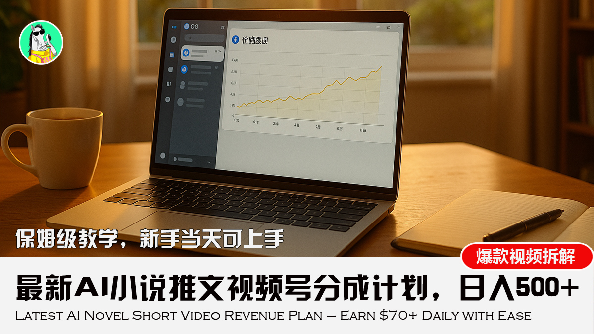 最新AI小说推文视频号分成计划，新手小白也能当天日入500+教程-轻创联盟