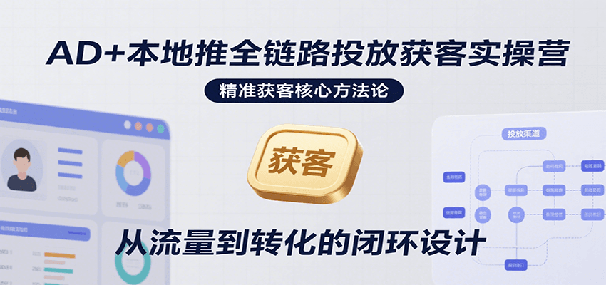 AD+本地推全链路投放获客实操营，快速掌握精准获客技巧，当天投放当天转化高效营销-轻创联盟