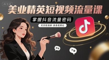 美业精英短视频流量课，掌握抖音流量密码，天天有询单，条条有转化-轻创联盟