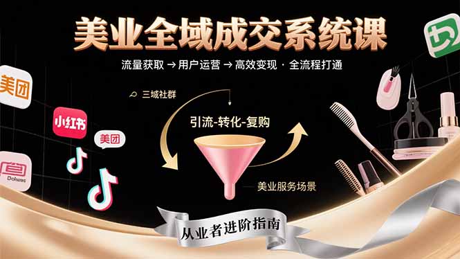 美业全域成交系统课程：帮助美业从业者打通从流量获取到高效变现全流程-轻创联盟