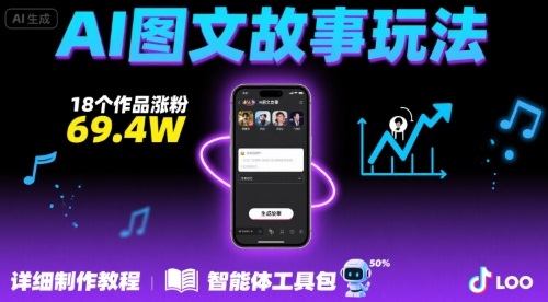 抖音爆火的ai图文故事玩法，18个作品涨粉69.4W，详细制作教程+智能体-轻创联盟