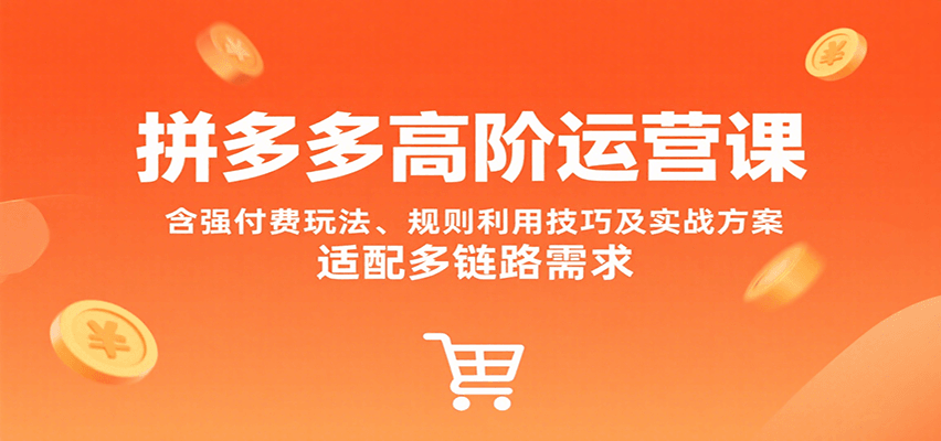 拼多多高阶运营课，含强付费玩法、规则利用技巧及实战方案，适配多链路需求-轻创联盟