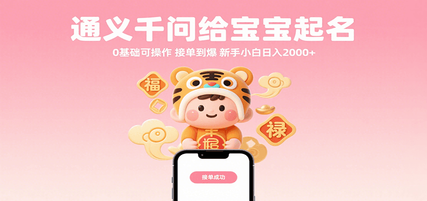 通义千问给宝宝起名 0基础可操作 接单到爆 新手小白日入2000+-轻创联盟