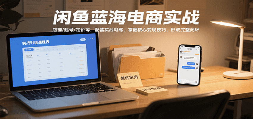闲鱼蓝海电商实战，涵盖店铺、起号、定价等，配套实战对练，掌握核心变现技巧-轻创联盟