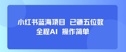 小红书蓝海项目，全程AI，操作简单，已挣五位数-轻创联盟