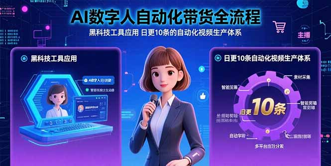 AI数字人自动化带货全流程：黑科技工具应用 日更10条的自动化视频生产体系-轻创联盟