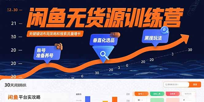 闲鱼无货源训练营：账号准备养号/垂直化选品/黑搜玩法，0基础30天盈利指南-轻创联盟