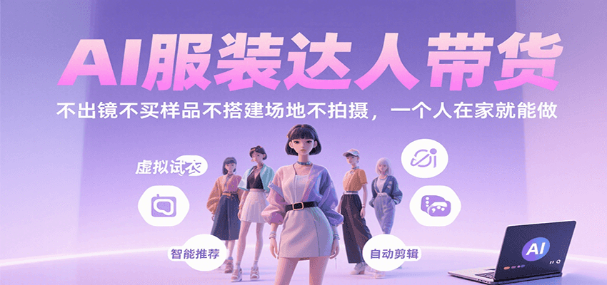 AI服装达人带货，不出镜不买样品不搭建场地不拍摄，一个人在家就能做-轻创联盟