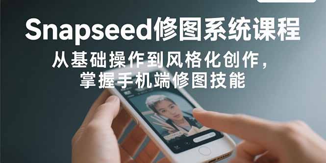 Snapseed修图系统课程：从基础操作到风格化创作，掌握手机端修图技能-轻创联盟