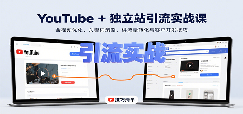 YouTube+独立站引流实战课：含视频优化、关键词策略，讲流量转化与客户开发技巧-轻创联盟