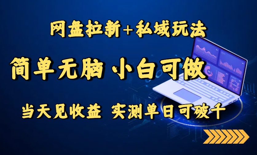 网盘拉新+私域玩法，简单无脑，小白可做，当天见收益，实测单日可破千-轻创联盟