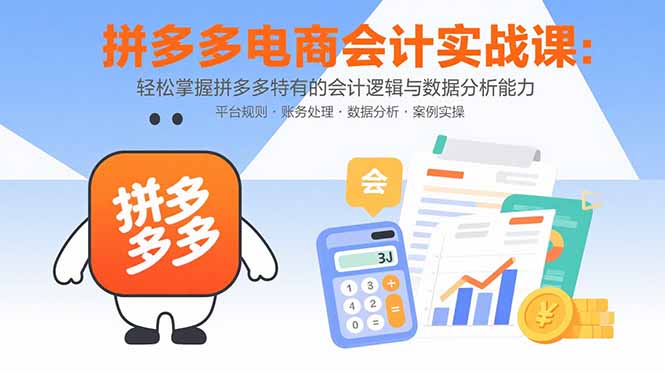 拼多多电商会计实战课：轻松掌握拼多多特有的会计逻辑与数据分析能力-轻创联盟