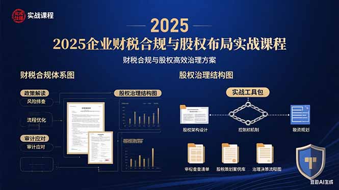 2025企业财税合规与股权布局的实战课程：财税合规与股权高效治理方案-轻创联盟