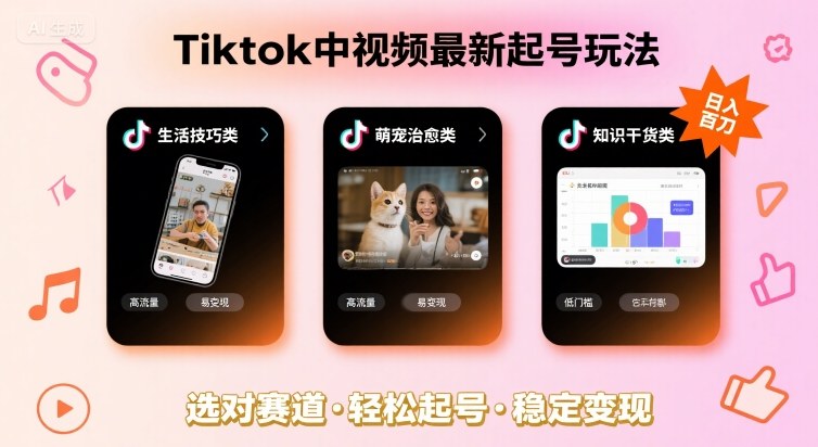 Tiktok中视频最新起号玩法，想要日入百刀，做好这几个赛道就可以了-轻创联盟