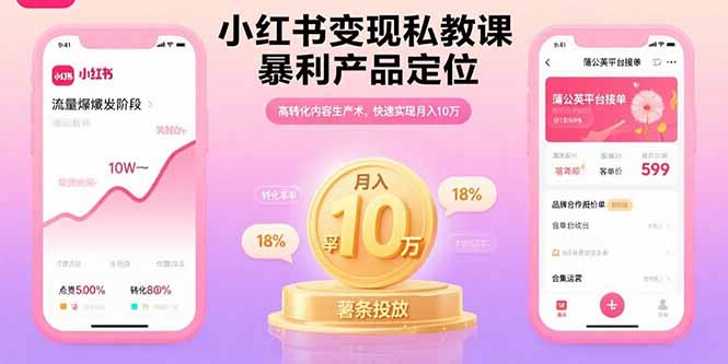 小红书变现私教课，暴利产品定位，高转化内容生产术，快速实现月入10万-轻创联盟
