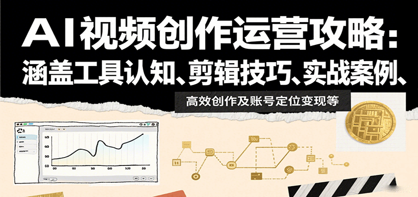 AI视频创作运营攻略：涵盖工具认知、剪辑技巧、实战案例、高效创作及账号定位变现等-轻创联盟
