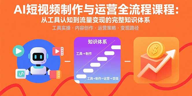 AI短视频制作与运营全流程课程：从工具认知到流量变现的完整知识体系-轻创联盟