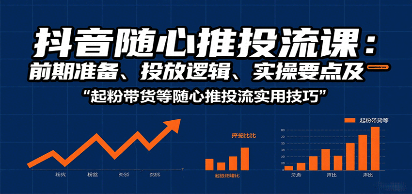 抖音随心推投流课：前期准备、投放逻辑、实操要点及起粉带货等随心推投流实用技巧-轻创联盟