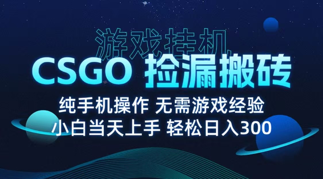 9月最新游戏搬砖，CSGO纯挂机，不需要玩游戏，实现真挂机，月入1W+-轻创联盟