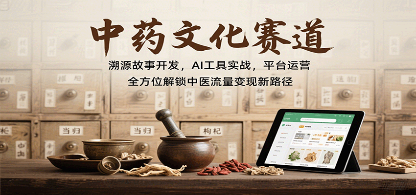 中药文化赛道：溯源故事开发，AI工具实战，平台运营，全方位解锁中医流量变现新路径-轻创联盟